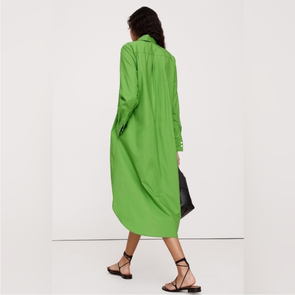 NWT! Banana Republic Green Cotton Poplin Asymmetrical Shirt Dress 🍎 - Picture 3 of 6